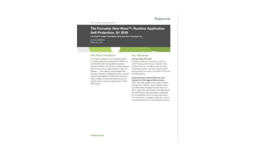 Forrester New Wave ™: Runtime-applikations selvbeskyttelse, Q1 2018